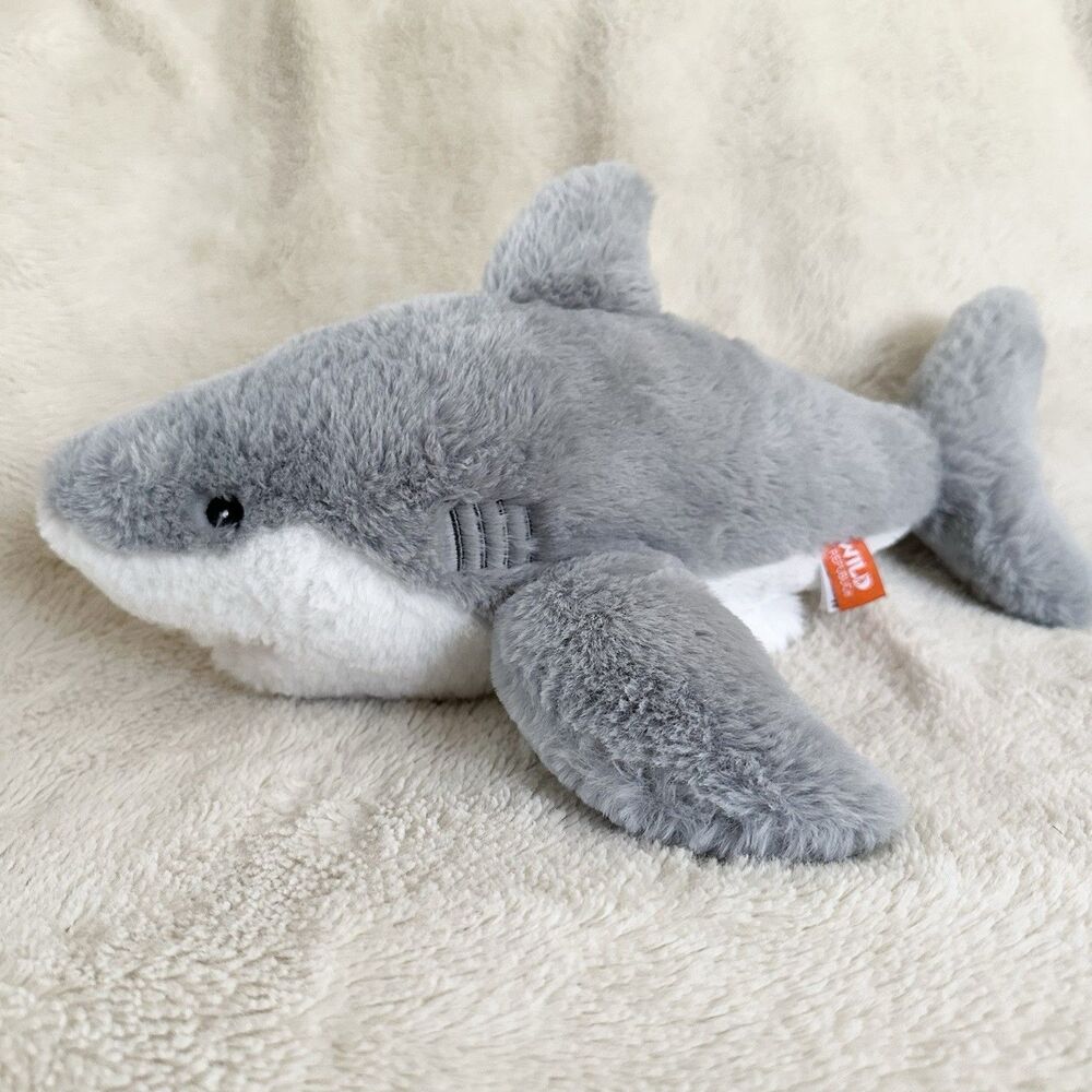 Wild Republic Great White Shark 14” Plush Embroidered Eye Stuffed Toy